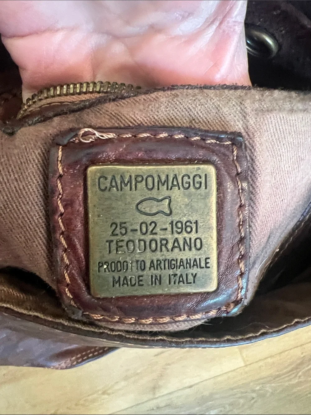 Campomaggi Dark Brown Studded Leather Messenger Bag clutch